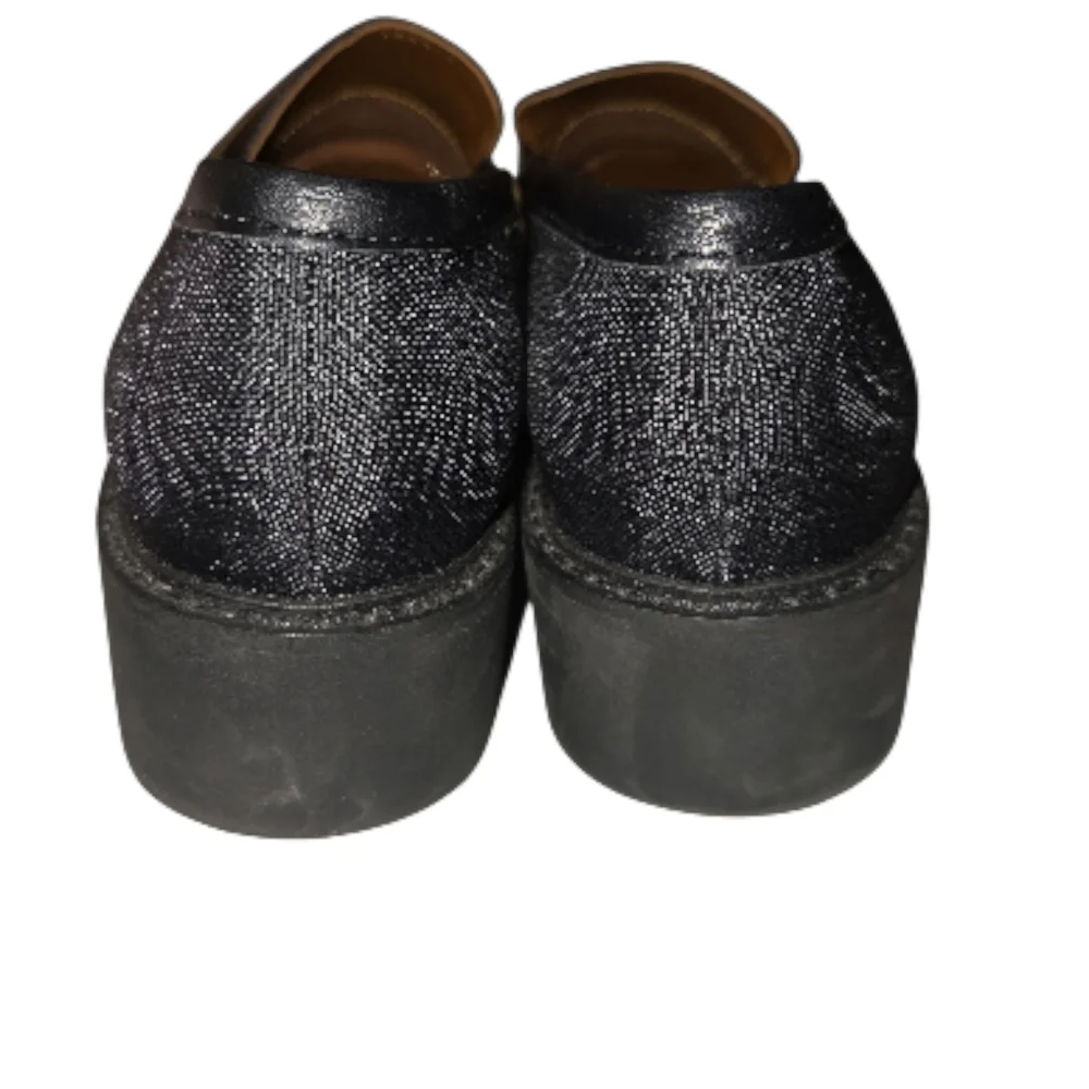 Franco Sarto Women’s Black Fabric Platform Loafers Sz 7.5M – Chunky Sole Slip-On